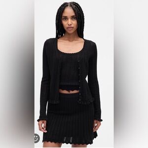 Gap Cashsoft Pointelle Ruffled Sleeve Cardigan Sweater NWT XXLT Transitional